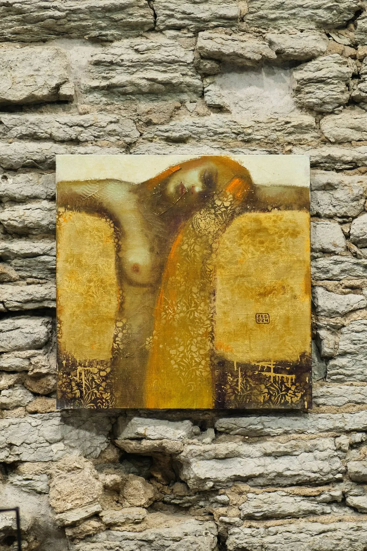 Painting on the stone wall of the gallery