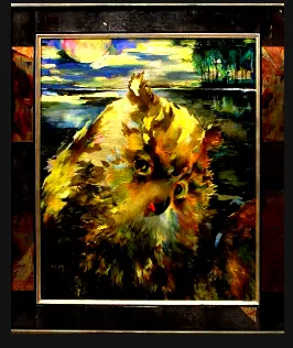 Pūce saulrietā — Owl at sunset, canvas, oil, 2009